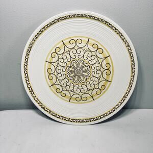VTG Plate 60s MCM Sierra Ironstone Ceramic 10" MS Max Schonfeld Yellow Scroll